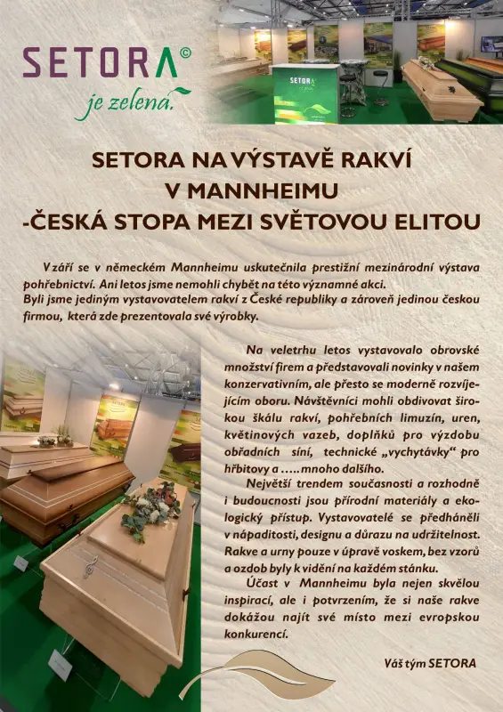 SETORA na výstavě rakví v Mannheimu - česká stopa mezi světovou elitou